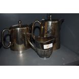 A selection of fine plated ware including monogrammed tea pot and hot water jug or similar, also