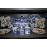 A selection of fine ceramic wears by Spode including Blue and White Italian soup Tureen bearing
