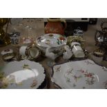 A collection of vintage ceramics including Wedgewood plates, Lladro figurines, transfer print cups &