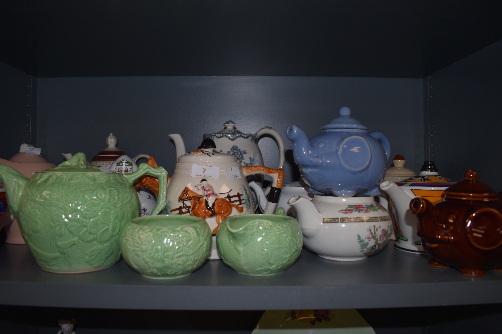 A selection of teapots including Anchor and art deco design Sadler etc