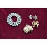 A small selection of costume jewellery including a Bijou brooch in form of hedghog, German rolled