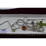 A selection of HM silver and white metal jewellery including dress rings, chains and pendants etc