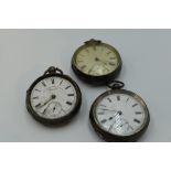 Three HM & continental silver key wound pocket watches, all having Roman numeral dials