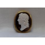 A Victorian agate cameo depicting a Greek emperor in profile, signed Cerbara (possibly Guiseppe