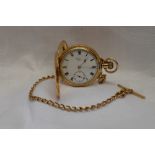 An Edwardian 18ct gold Hunter top wound pocket watch by Waltham, no: 17514464 having Arabic