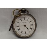 A Victorian silver keywound pocket watch by Monk Bros of Bolton, no: 149197, having Roman numeral