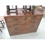 A 19th mahogany chest of two short and three long cock beaded drawers, width approx. 106cm