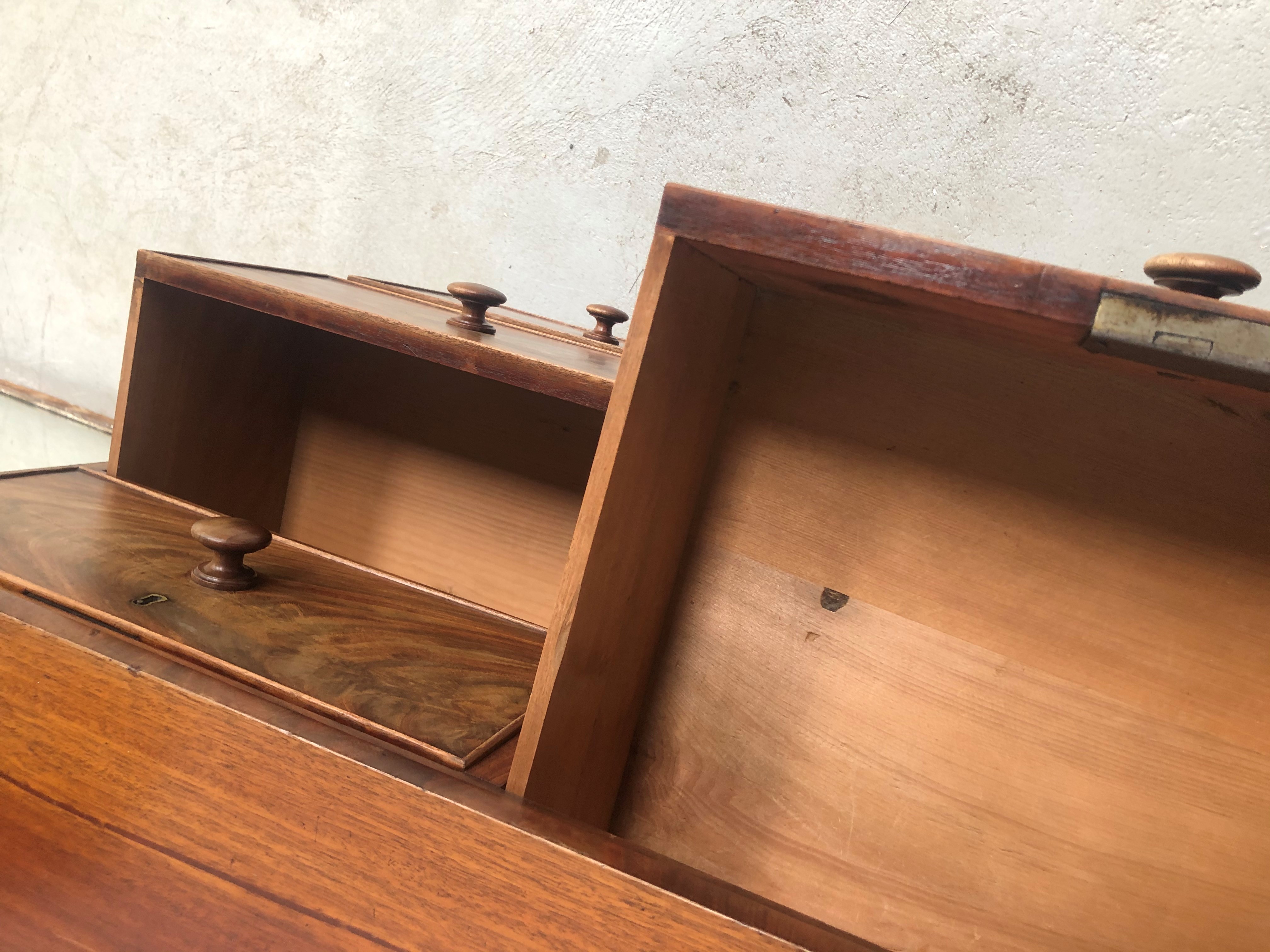 A 19th century part flame mahogany chest of two short and two long cockbeaded drawers, on later - Image 4 of 5