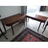 A pair of 19th century mahogany 'D' ends/side tables having reeded legs, each approx W120cm D57cm