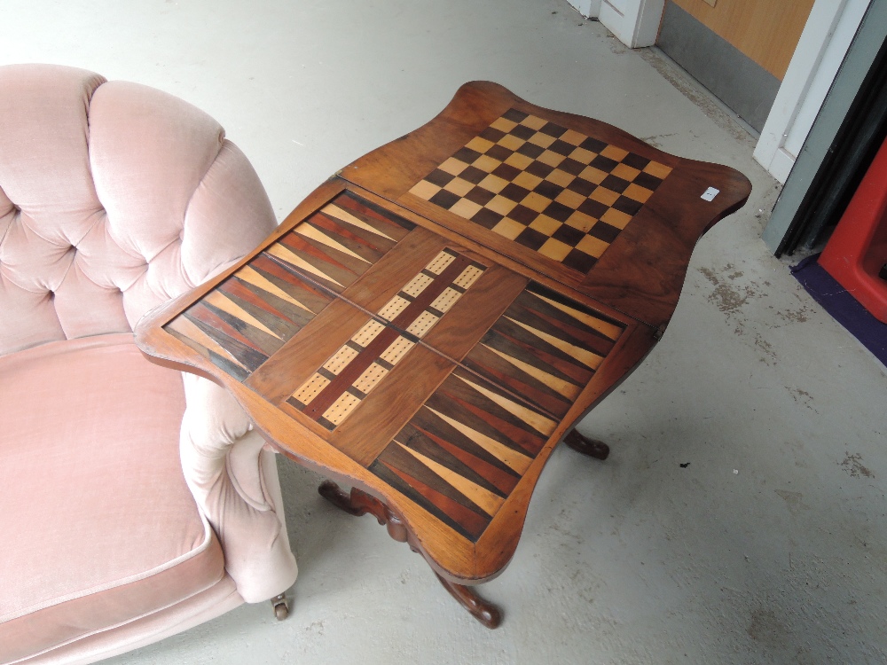 A Victorian burr walnut sewing/games table having swivel top over drawer and casket, on bulbous legs - Image 2 of 2