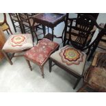 An early 19th century mahogany dining chair having shield back with later tapestry seat on