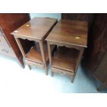 A pair of 20th century mahogany night stands in the Georgian style having drawer tiers