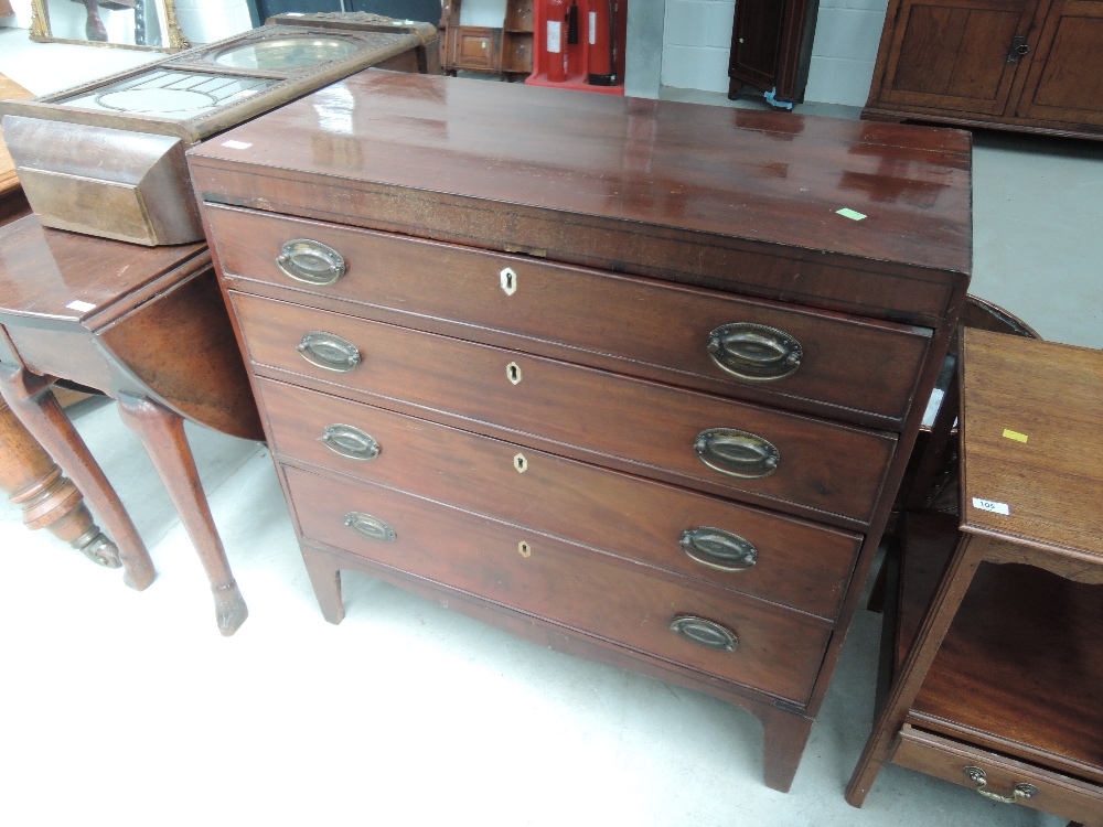 A 19th century mahogany chest of four long cockbeaded, graduated drawers on shaped feet, width