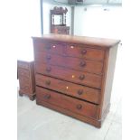A Victorian mahogany chest of two short and four long cockbeaded drawers and plinth base, width