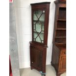 An Edwardian mahogany and inlaid corner display, approx. Height 188cm