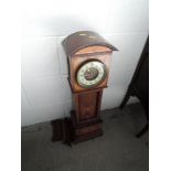 An Edwardian mahogany miniature parlour/longcase clock having Satinwood shell, fan and foliate inlay