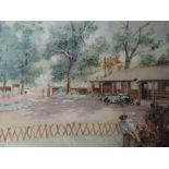 A watercolour, Gilbert Spencer, Osterley Barracks, attributed verso, 9inx12.5in