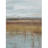 A mixed media painting, Frozen Lake II by Fiona Clucas, signed and dated (20)03. 110cmx45cm