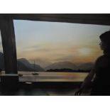 A watercolour, Jim Ridout, Ullswater from Sharrow Bay, signed, 19in x 29in