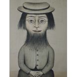 A print after L S Lowry, Woman with beard, signed and blind stamped, 24inx19in and a print after L S