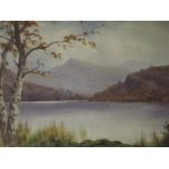 A watercolour, Donald A Paton (Edward Thompson) Lakes landscape, signed, 11.5inx17in