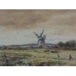 A watercolour, John Steeple, windmill in country landscape, signed and dated 1879, 14in x 20in
