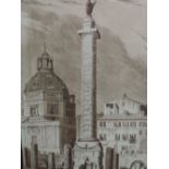 Two sepia prints, attributed to Copley Fielding and D Havell, The Column of Trogen Rome and Column