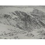 A print after Alfred Wainwright, The Coniston Fells, signed. 5'x8'