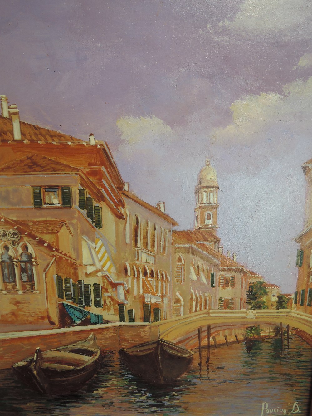 An oil painting on board Pal Li Sa D. Venice, indistinctly signed 9in X 6.5in