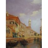 An oil painting on board Pal Li Sa D. Venice, indistinctly signed 9in X 6.5in