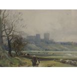 A watercolour, attributed to William Manners, View of Lancaster, 19inx29in, attributed verso