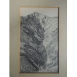 A pen and ink sketch by Alfred Wainwright, Doddick Gill, Blencathra, landscape, signed on the mount.