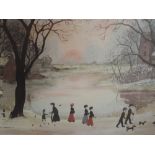 A print after Helen Layfield Bradley, A Beautiful Winter's Day, signed and attributed verso