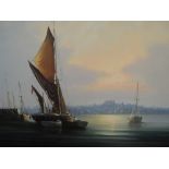 An oil painting, D Short, harbour landscape, signed, 15.5inx19in