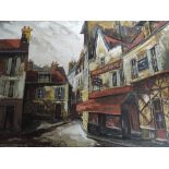 An oil painting, J Daford, Paris Street scene, indistinctly signed and dated (19)64, 23inx36in