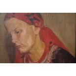 An oil painting, Kaisanienia Kirv, portrait study, Eastern European lady, indistinctly signed,