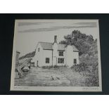 An unframed pen and ink sketch by Alfred Wainwright Dinkley Hall. Signed