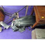 A selection of vintage golf clubs etc including Dunlop wood, vintage bag and trolley