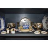 A selection of ceramics including blue and white wears