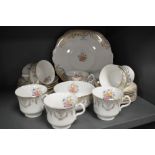 A part tea set having floral and gilt transfer print, Staffordshire potteries Ltd England.