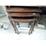 A period style nest of three tables, top table approx. Width 60cm