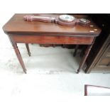 A 19th Century mahogany fold over tea table, approx, width 91cm