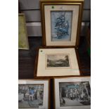 A selection of prints including etching