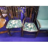 Two Art Nouveau bedroom/salon chairs, upholstered with period style fabric