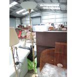 A modern brass standard/reading lamp, approx height including shade 182cm