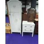 A shabby chic style single wardrobe and bedroom chest, approx. dimensions W61cm for each, wardobe