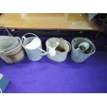 A selection of galvanised buckets etc, including watering can