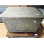 A brass slipper box, approx. width 41cm