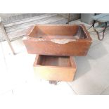 Two salt glazed troughs , ideal for garden planting, both approx 72cm long, one 47cm one 42cm wide