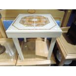 A vintage tile top occasional table